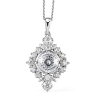 120 Facet Moissanite Celestial Pendant Necklace 20 Inches in Platinum Over Sterling Silver 2.40 ctw