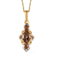 Jenipapo Andalusite Pendant Necklace 20 Inches in Vermeil Yellow Gold and Platinum Over Sterling Silver 1.25 ctw