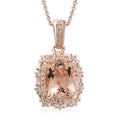 Marropino Morganite and Natural White Zircon Pendant Necklace 20 Inches in Vermeil Rose Gold Over Sterling Silver 2.50 ctw - Sticky add to cart bar