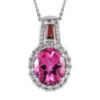 Pure Pink Mystic Topaz and Multi Gemstone Halo Pendant Necklace 20 Inches in Platinum Over Sterling Silver 6.85 ctw