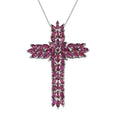 Orissa Rhodolite Garnet Cross Pendant Necklace 20 Inches in Platinum Over Sterling Silver 9.60 ctw - Sticky add to cart bar