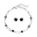 Simulated Diamond Paper Clip Chain Bracelet (7.5-9.0In) and Solitaire Stud Earrings in Stainless Steel 6.70 ctw - Sticky add to cart bar
