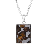 Marvelous Pallasite Pendant Necklace 18 Inches in Rhodium Over Sterling Silver 10.50 ctw