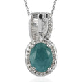 Premium Grandidierite and White Zircon Pendant Necklace 20 Inches in Platinum Over Sterling Silver 2.50 ctw - Sticky add to cart bar
