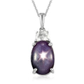Indian Star Ruby and White Zircon Pendant Necklace 20 Inches in Platinum Over Sterling Silver 10.40 ctw - Sticky add to cart bar