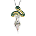 Multi Color Austrian Crystal and Enameled Sparrow Bird Pendant Necklace 24-26 Inches in Silvertone and Stainless Steel - Sticky add to cart bar