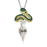 Multi Color Austrian Crystal and Enameled Sparrow Bird Pendant Necklace 24-26 Inches in Silvertone and Stainless Steel