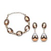 Simulated Champagne Quartz in Goldtone