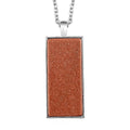 Blue Sandstone Dogtag Pendant Necklace 24 Inches in Silvertone & Stainless Steel 10.00 ctw - Sticky add to cart bar