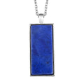 Blue Sandstone Dogtag Pendant Necklace 24 Inches in Silvertone & Stainless Steel 10.00 ctw - Sticky add to cart bar