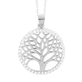 Italian Simulated Diamond Tree of Life Pendant Necklace 18 Inches in Sterling Silver 2.50 Grams - Sticky add to cart bar