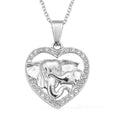 White Austrian Crystal Elephant Heart Pendant Necklace 20 Inches in Stainless Steel - Sticky add to cart bar