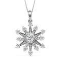 Simulated Diamond Snowflake Inspired Spinner Pendant Necklace 20 Inches in Rhodium Over Sterling Silver and Stainless Steel 1.50 ctw - Sticky add to cart bar
