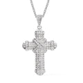 White Austrian Crystal Cross Pendant Necklace 29-31 Inches in Silvertone - Sticky add to cart bar