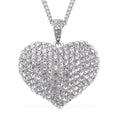 White Austrian Crystal Heart Pendant Necklace 29-31 Inches in Silvertone - Sticky add to cart bar