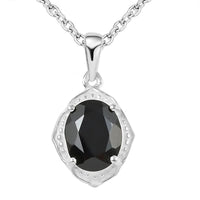Thai Black Spinel Solitaire Pendant Necklace 20 Inches in Sterling Silver 3.25 ctw