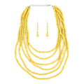 Freshened Orange Howlite Beaded Dangle Earrings and Multi Strand Necklace 18-20 Inches in Silvertone and Stainless Steel 758.50 ctw - Sticky add to cart bar