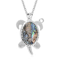Abalone Shell Turtle Pendant Necklace 18 Inches in Silvertone - Sticky add to cart bar