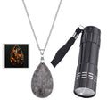 Natural Yooperlite Pear Shape Pendant in Sterling Silver with Stainless Steel Necklace 24 Inches with Free UV Flash Light 70.00 ctw - Sticky add to cart bar
