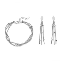 Dangle Earrings and Layered Bracelet (7.50-9.0In) in Stainless Steel | Tarnish-Free, Waterproof, Sweat Proof Jewelry