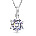 Hexagonal Cut Moissanite Solitaire Pendant Necklace 18 Inches in Rhodium Over Sterling Silver 2.50 ctw - Sticky add to cart bar