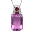 Grape Color Fluorite and Multi Gemstone Pendant Necklace 18 Inches in Rhodium Over Sterling Silver 8.35 ctw - Sticky add to cart bar