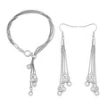 Textured Metallic Balls Charm Bracelet (7.00 In) and Earrings in Stainless Steel - Sticky add to cart bar