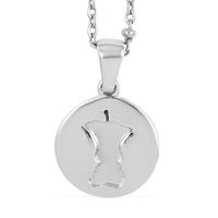 Bite Apple Engraved Coin Pendant Necklace (18 Inches) in Stainless Steel