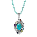 Artisan Crafted Peruvian Opalina and Multi Gemstone Pendant with Beaded Necklace 20 Inches in Sterling Silver 80.10 ctw - Sticky add to cart bar