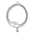 Three Layer Necklace with Heart and Teddy Bear Charm (20.5-22.5 Inches) in Silvertone - Sticky add to cart bar