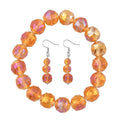 Orange Color Glass Beaded Stretch Bracelet and Dangle Earrings in Stainless Steel - Sticky add to cart bar
