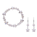 White Aurora Borealis Glass Beaded Bracelet (7.50-9.50Inch) and Drop Earrings in Silvertone & Stainless Steel , Tarnish-Free, Waterproof, Sweat Proof Jewelry - Sticky add to cart bar