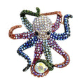 Multi Color Austrian Crystal, Enameled Octopus Brooch or Pendant Necklace 24 Inches in Goldtone - Sticky add to cart bar