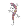 Multi Color Austrian Crystal Lizard Brooch or Pendant Necklace 24 Inches in Silvertone & Stainless Steel - Sticky add to cart bar