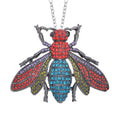 Multi Color Austrian Crystal Housefly Brooch or Pendant Necklace 24 Inches in Black Silvertone - Sticky add to cart bar