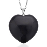 Lepidolite Heart Pendant Necklace 20 Inches in Stainless Steel 75.00 ctw