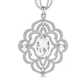 White Glass and Austrian Crystal Pendant Necklace 28-30 Inches in Silvertone - Sticky add to cart bar