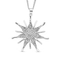 Austrian Crystal Sunburst Pendant Necklace 29-31 Inches in Silvertone - Sticky add to cart bar