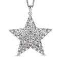 White Austrian Crystal Star Pendant Necklace 29-31 Inches in Silvertone - Sticky add to cart bar