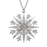 Austrian Crystal Celestial Pendant Necklace 29-31 Inches in Silvertone