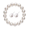 Doorbuster White Shell Pearl Stretch Bracelet and Stud Earrings in Stainless Steel - Sticky add to cart bar