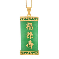 Green Jade Pendant Necklace 18 Inches in 14K Yellow Gold Over Sterling Silver 17.00 ctw