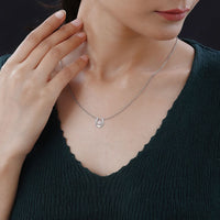 Simulated Diamond Dancing Horseshoe Pendant Necklace 20 Inches in Rhodium Over Sterling Silver 1.00 ctw