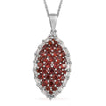 Mozambique Garnet and White Topaz Pendant Necklace 20 Inches in Platinum Over Sterling Silver 4.25 ctw - Sticky add to cart bar
