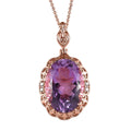 Rose De France Amethyst and White Zircon Pendant Necklace 20 Inches in Vermeil Rose Gold Over Sterling Silver 11.35 ctw - Sticky add to cart bar