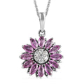 Premium Madagascar Pink Sapphire and Moissanite Floral Pendant Necklace 20 Inches in Platinum Over Sterling Silver 1.75 ctw - Sticky add to cart bar