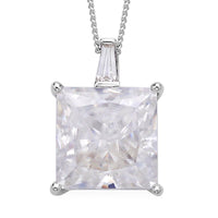 Crushed Ice Cut Moissanite Pendant Necklace 20 Inches in Rhodium Over Sterling Silver 11.15 ctw