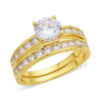 Set of 2 Simulated Diamond Ring in Goldtone 5.90 ctw