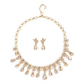 Simulated Champagne Sapphire and Champagne Austrian Crystal Earrings and Necklace 20-22 Inches in Goldtone - Sticky add to cart bar