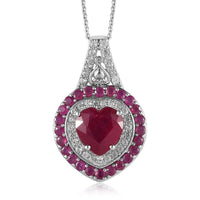 TLV Niassa Ruby, Natural White Zircon Pendant Necklace (20 Inches) in Platinum Over Sterling Silver 7.00 ctw
